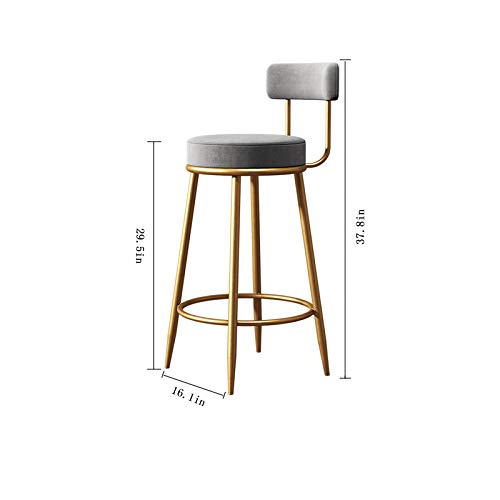 Barhocker, 2er-Set Barhocker, runde Stoffbeine, Samt-Beine, Barhocker für Zuhause, Kneipe, Küche, Theke (schwarz + grau) – Bild 3