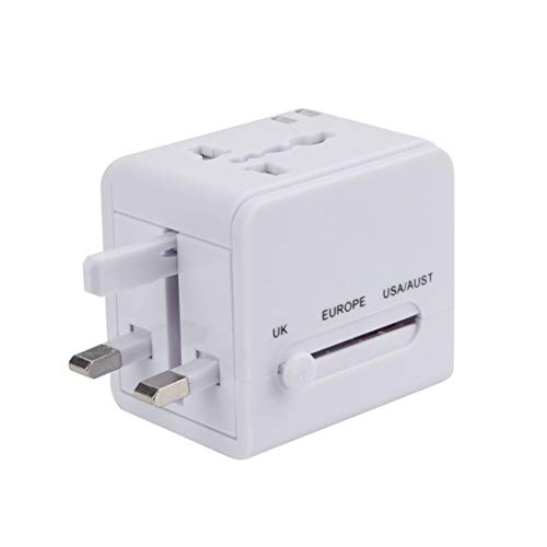 Hot Sale! Travel Adapter,JDgoods World Universal All-in-One Travel Adapter With Dual USB Convertor Wall Plug Power For USA UK EU AUS (White-A)