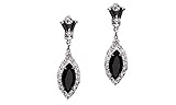 Black Genuine Austrian Crystal Marquee Drop Earring - Formal Jewelry