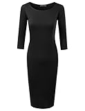 DRESSIS Women's 3/4 Sleeve Boat Neck Slim Fit Bodycon Dress S-3XL (10 Colors)