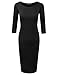 DRESSIS Women's 3/4 Sleeve Boat Neck Slim Fit Bodycon Dress S-3XL (10 Colors)