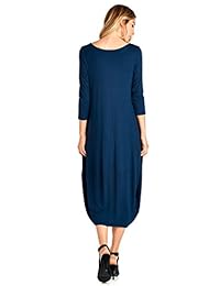 12 Ami Vestido estilo burbuja color sólido con mangas 3 4 con bolsillos de dobladillos  fabricado en EE. UU.