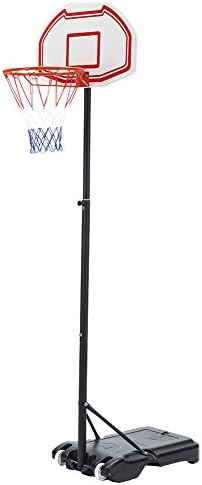 CampLand Portable Basketball Hoop System Height Adjustable 28 Inch Backboard W/Wheels for Kids, Junior, Adults (Black)