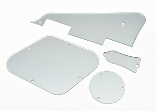 KAISH Sliver Mirror LP Pickguard Rear Control Cavity Covers Truss Rod Cover Set for Gibson Les Paul