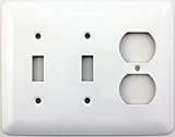Mulberry Princess Style White Three Gang Combination Switch Plate - Two Toggle Light Switch Openings One Duplex Outlet Opening