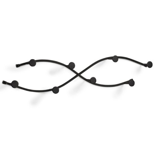 Spectrum Diversified Sweep Double 8-Hook Coat Rack, Wall Mount, Black