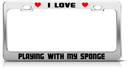 Zogpemsy I LOVE PLAYING WITH MY SPONGE Animal License Plate Frame Tag Holder