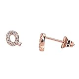 Small Pave CZ Initial Stud Earrings Set Alphabet
