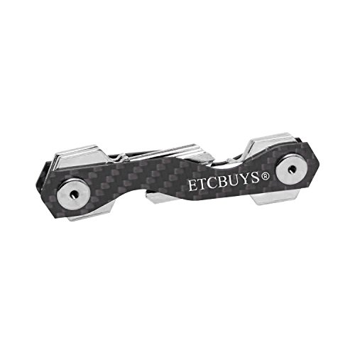 Compact Key Holder - A Carbon Fiber & Stainless Steel Key Chain Organizer that Holds Up to 18 Keys with Utility Multi-Tool - Key Gadget includes Pill Holder, Bottle Opener, Carabiner, Gift (Pack of 2) - Thumbnail 2