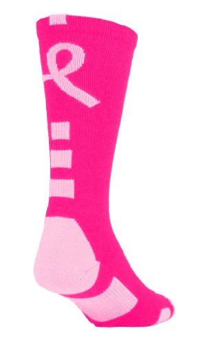 Baseline Awareness Athletic Crew Socks (Neon Pink/Pale Pink, Large)