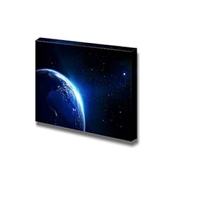 Canvas Prints Wall Art - Sun Peaking Around The Earth in Space | Modern Wall Decor/Home Decoration Stretched Gallery Canvas Wrap Giclee Print. Ready to Hang - 12" x 18"