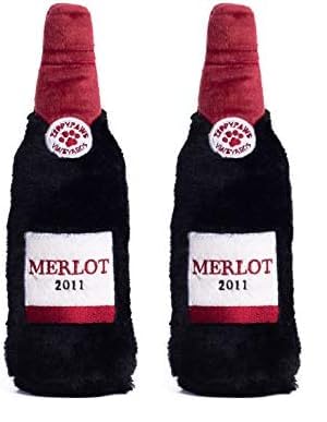 ZippyPaws - Happy Hour Crusherz Drink Themed Crunchy Water Bottle Dog Toy - Red Wine (Pack of 2)