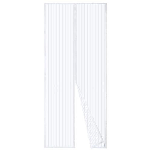 Apalus Fliegengitter Tür, Magnet Insektenschutz 80x220cm, Der Magnetvorhang Ist Ideal Für Die Balkontür, Kellertür und Terrassentür, Kinderleichte Klebemontage Ohne Bohren, Nicht Kürzbar, Weiß