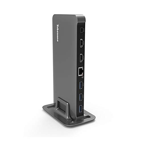USB C Docking Station 4K, Dual Monitor Dock Compatible with Thunderbolt 3 and USB Type-C MacBook/MacBook Pro, Windows laptop, Equipped with HDMI, Mini DisplayPort, LAN, 5 USB 3.0 Ports, SD Slot, Audio