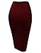 TWINTH Women Stretch Knit Midi Bodycon Pencil Skirt for Work Party Wine XL