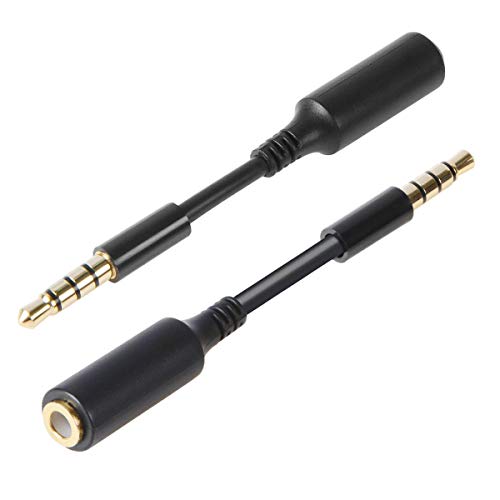 2 Pack Headset Audio Jack Extender, 3.5mm Gold Plated Headphone Audio Jack Extension Adapter for Battery Charger Case, Power Case, Juice Pack for Smartphones, Tablets, Credit Card Readers 3inch