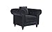 Classic Scroll Arm Large Velvet Living Room Chesterfield Accent Chair (Black)