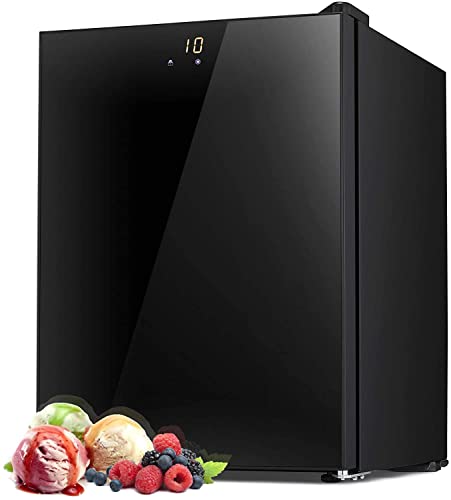 WATOOR Mini Freezer with Digital Display - 2.1 Cu Ft with Dry Erase Board - 2 Removable Shelves - Quiet Small Upright Freezer - 7 Temperature Settings - Black…