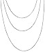 Sterling Silver Necklace Set Box Chain Necklaces, Set of Three (18, 20, 24)