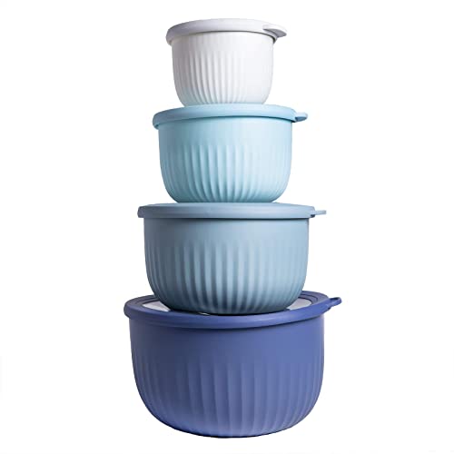 COOK WITH COLOR Prep Bowls with Lids- Wide and Deep Nesting Plastic Small Mixin…