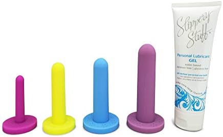 Silicone Vaginal Trainers with 4oz Bottle of Personal Lubricant - Pack of 4 for Use with Vaginismus, Therapy After Radiation, Vulvodynia, and Vaginitis (Small)