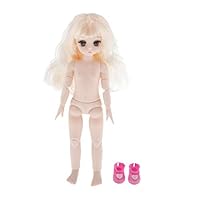 Toygogo Flexible 21 Joints Girl Doll 28cm Ball Jointed Doll Girl Body Figure with Head Hair Wig and Shoes for DIY Jointed Dolls Accessories Styles Selectable - Beige Hair