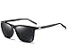 Joopin Unisex Square Polarized Sunglasses Men Women Vintage Sun Glasses Spring Hinges (Black Aluminum)