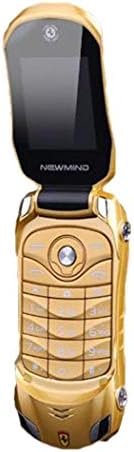 Sports Car Model F15 Mini Flip Phone Dual SIM Card MP3 Backup Phone Best for Kids Students (Gold)