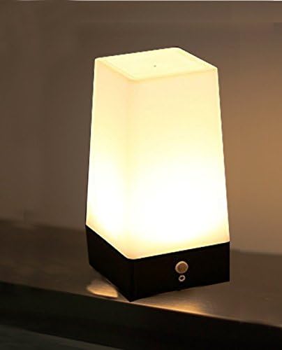 Meago Retro Small Night Light European Style Cordless PIR Motion Sensor Battery-Operated LED Table Lamp Bar Decrative lighting Lamps for Washstand Bedside,Bedroom,Bathroom,Hallway 3 AAA (Square metal)