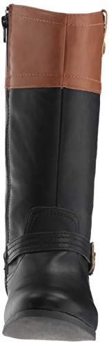 Nine West Girls' EMILIAH Equestrian Boot, Black/tan, M030 M US Little Kid