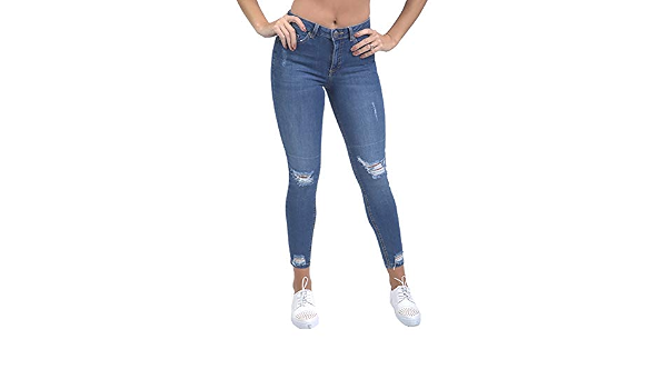SUG Women's Skinny Stretch Jeans Ripped 