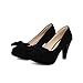 AmoonyFashion Girls Closed Round Toe High Heel Chunky Heels Platform PU Frosted Solid Pumps with Bowknot