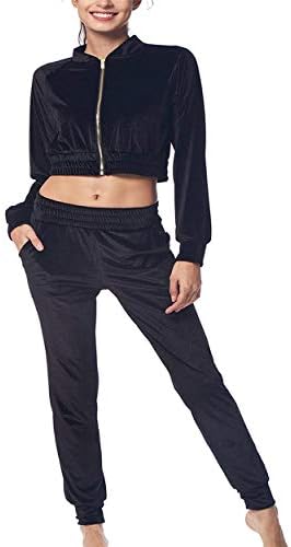 Women's Tracksuit Zip up Pullover Jacket + Pant 2 Pieces Sweat Suit Set (S-XL)