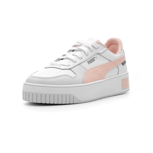 PUMA Womens Carina Street Sneaker, PUMA Womens White-Rose Dust-Feather Gray, 10.5