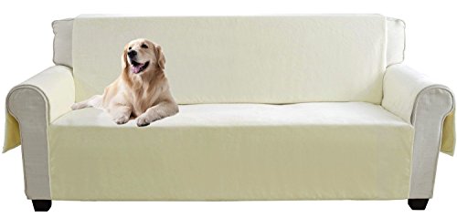 YEMYHOM Real Non-slip Pet Dog Sofa Covers Protectors with Waterproof Flannel Fabric (Chair, Cream)