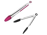 VonShef Coloured Silicone Kitchen And BBQ Grill Tongs, Set Of 2