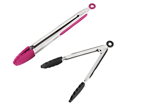 VonShef Coloured Silicone Kitchen And BBQ Grill Tongs, Set Of 2