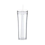 Double Wall Sleek and Tall Acrylic Tumbler - Double Wall, 20oz. Capacity - Clear