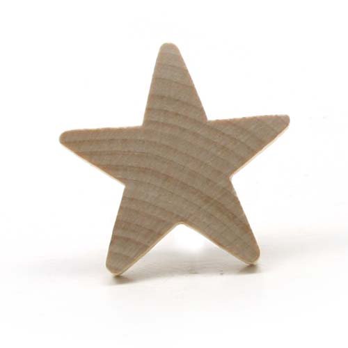 Mylittlewoodshop - Pkg of 6 - Star - 2 inches by 2 inches and 1/4 inch thick unfinished wood(WW-CO6925-6)