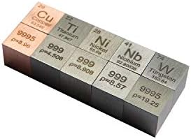 Tungsten Titanium Niobium Copper Nickel Metal Cube 99.99% Pure Density Cube Laser Engraved Periodic Table