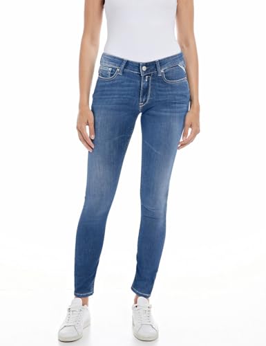 Replay Damen Jeans New Luz Skinny-Fit mit Power Stretch, Medium Blue 009-2 (Blau), 24W/32L