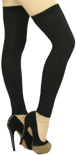 ToBeInStyle Women's Long Thigh Hi Separated Leg Warmers - One Size - Black