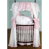 BabyDoll Darling Drapes Round Crib Bedding Set, Pink Gingham