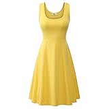Herou Women Summer Beach Casual Flared Midi Tank Dress Small Yellow