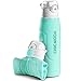 CHICMODA Collapsible Water Bottle, Shockproof Portable Water Bottle with BPA Free,Leak Proof, Wide Mouth, Flip top for Travel Sports and Outdoors,Aqua Blue