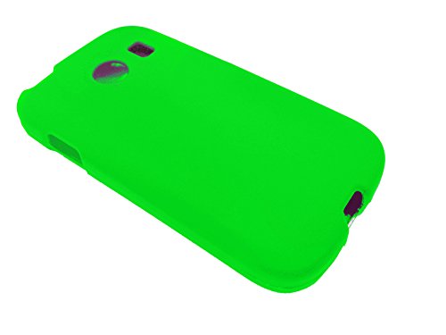 For Tracfone Samsung Galaxy Ace Style S765C SM-G310 Hard Phone Cover Case + Happy Face Phone Dust Plug (Hard Neon Green)