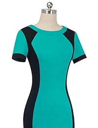 HOMEYEE Vestido corto estilo vintage con estampado de bloques de color para mujer B516