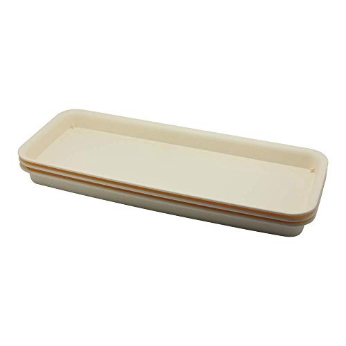 BangQiao 18 Inch Plastic Rectangular Planter Pot Saucer Tray for Indoor and Outdoor Plants, Pack of 3, Beige