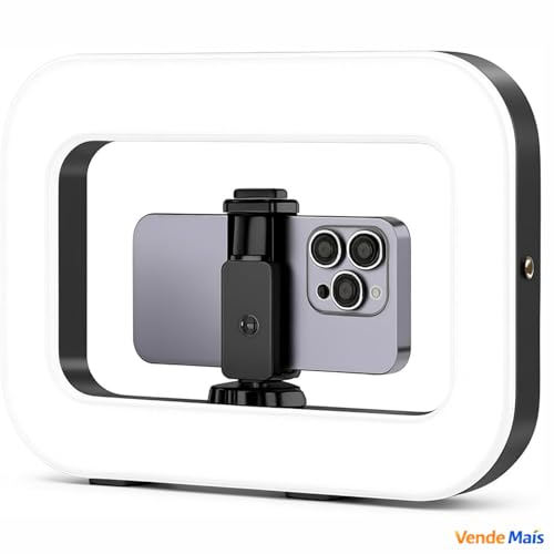 Ring Light LED Portátil com Suporte para Celular Universal e Controle de Luz Fria Quente e Neutra I Iluminador para Selfie Vídeo Foto Maquiagem e Gravação I Vende Mais