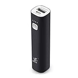 Mini 3400mAh Portable Power Bank, iXCC (3rd Generation) Lipstick-Sized Charger Compact Aluminum External Battery for iPhone, Galaxy and More - Black